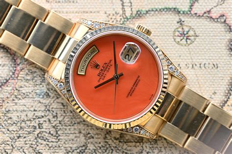 rolex day date coral dial|rolex black marble dials.